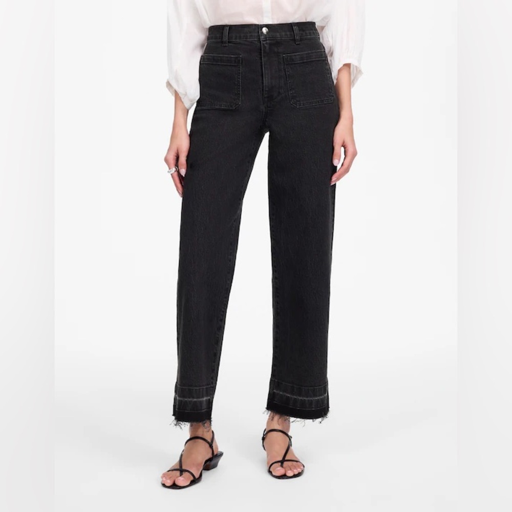 Madewell Black Denim Wide Leg Jeans Pants